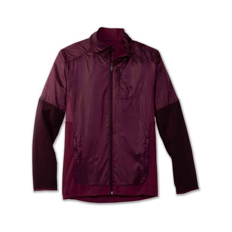 Brooks Fusion Hybrid Running Jackets - Men's - Sangria/Merlot/Burgundy (10649-HQSL)